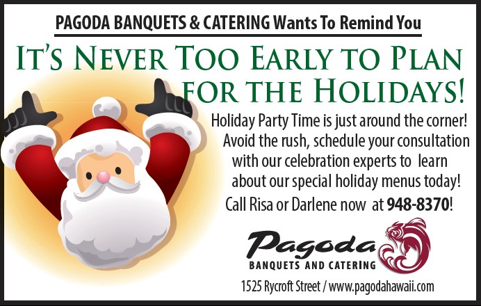 Early Holiday Bookings-Pagoda Banquets and Catering